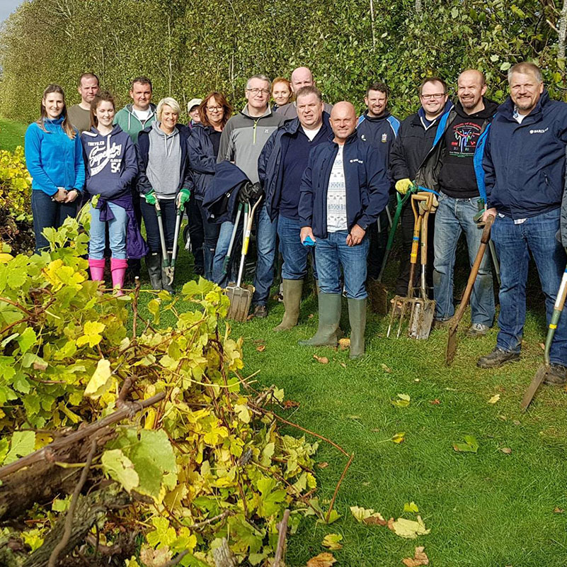 Volunteer group at Warden Abbey Vineyard